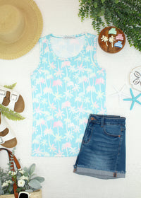 Ava Tank - Aqua Palm-tank-Villari Chic, women's online fashion boutique in Severna, Maryland