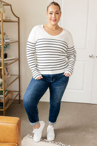 Be Still V-Neck Striped Sweater-Womens-Villari Chic, women's online fashion boutique in Severna, Maryland