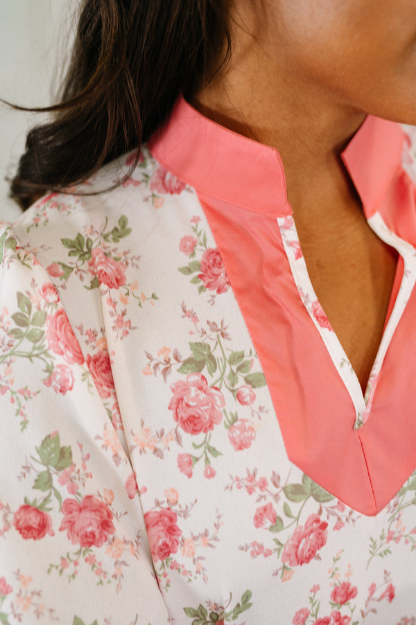 Blooming Season Split Neck Floral Blouse-Womens-Villari Chic, women's online fashion boutique in Severna, Maryland