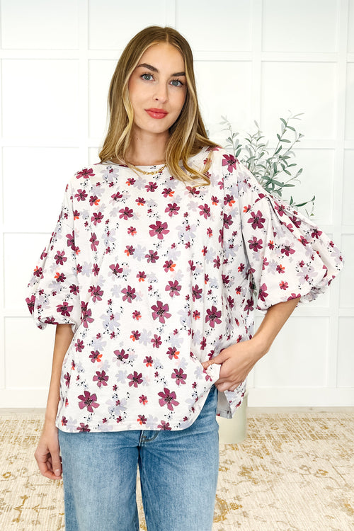 Blossom Breeze Balloon Sleeve Blouse-Womens-Villari Chic, women's online fashion boutique in Severna, Maryland