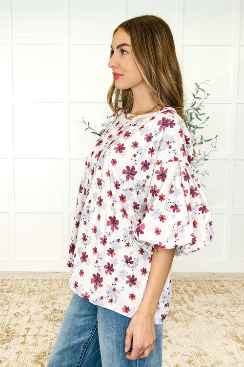 Blossom Breeze Balloon Sleeve Blouse-Womens-Villari Chic, women's online fashion boutique in Severna, Maryland