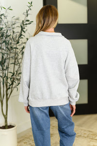 Bonbon Delight Half Zip Pullover in Grey-Womens-Villari Chic, women's online fashion boutique in Severna, Maryland