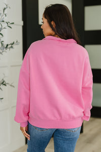 Bonbon Delight Half Zip Pullover in Pink-Womens-Villari Chic, women's online fashion boutique in Severna, Maryland