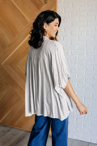 Boxy Striped Button Up in Mocha-Tops-Villari Chic, women's online fashion boutique in Severna, Maryland