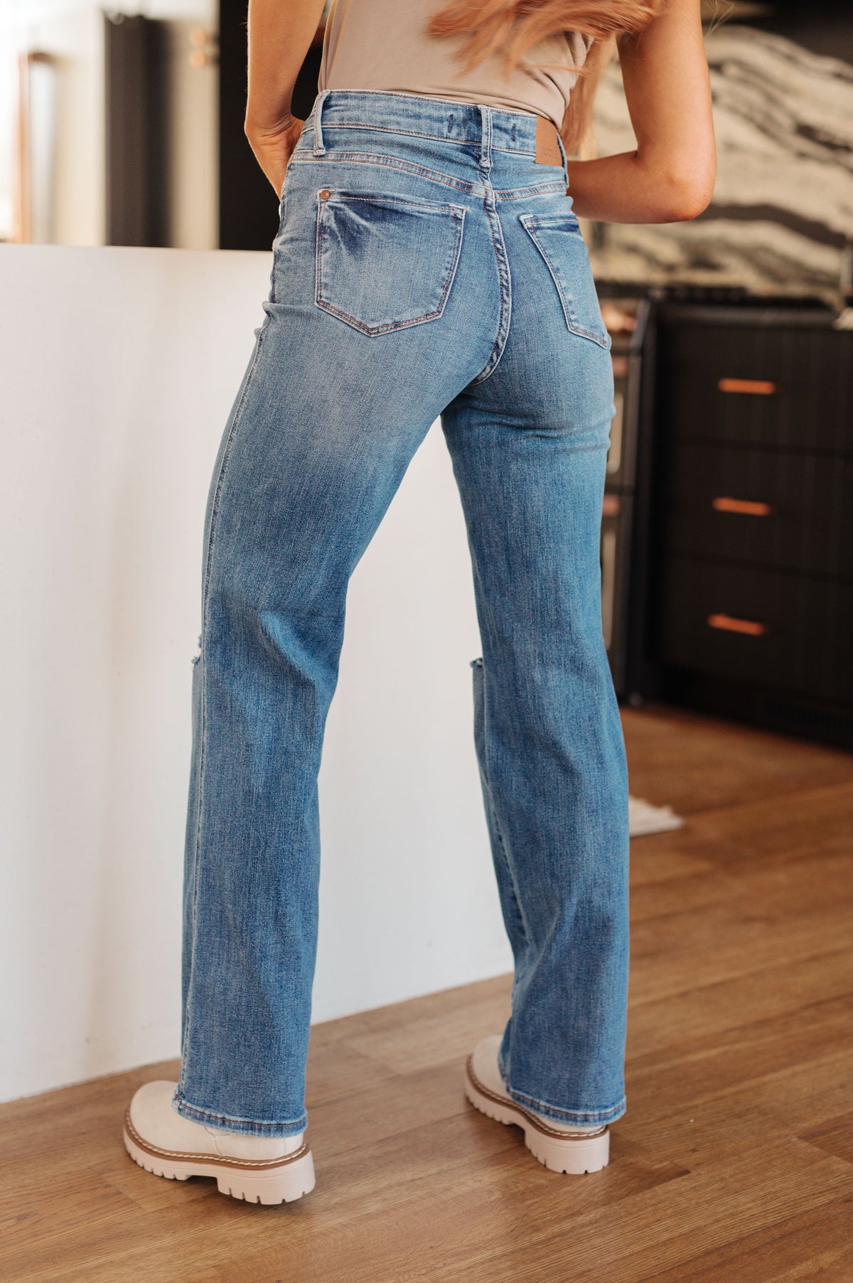 Judy Blue High-Rise Distressed Tummy Control Straight Leg Jeans-Womens-Villari Chic, women's online fashion boutique in Severna, Maryland