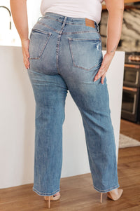 Judy Blue High-Rise Distressed Tummy Control Straight Leg Jeans-Womens-Villari Chic, women's online fashion boutique in Severna, Maryland