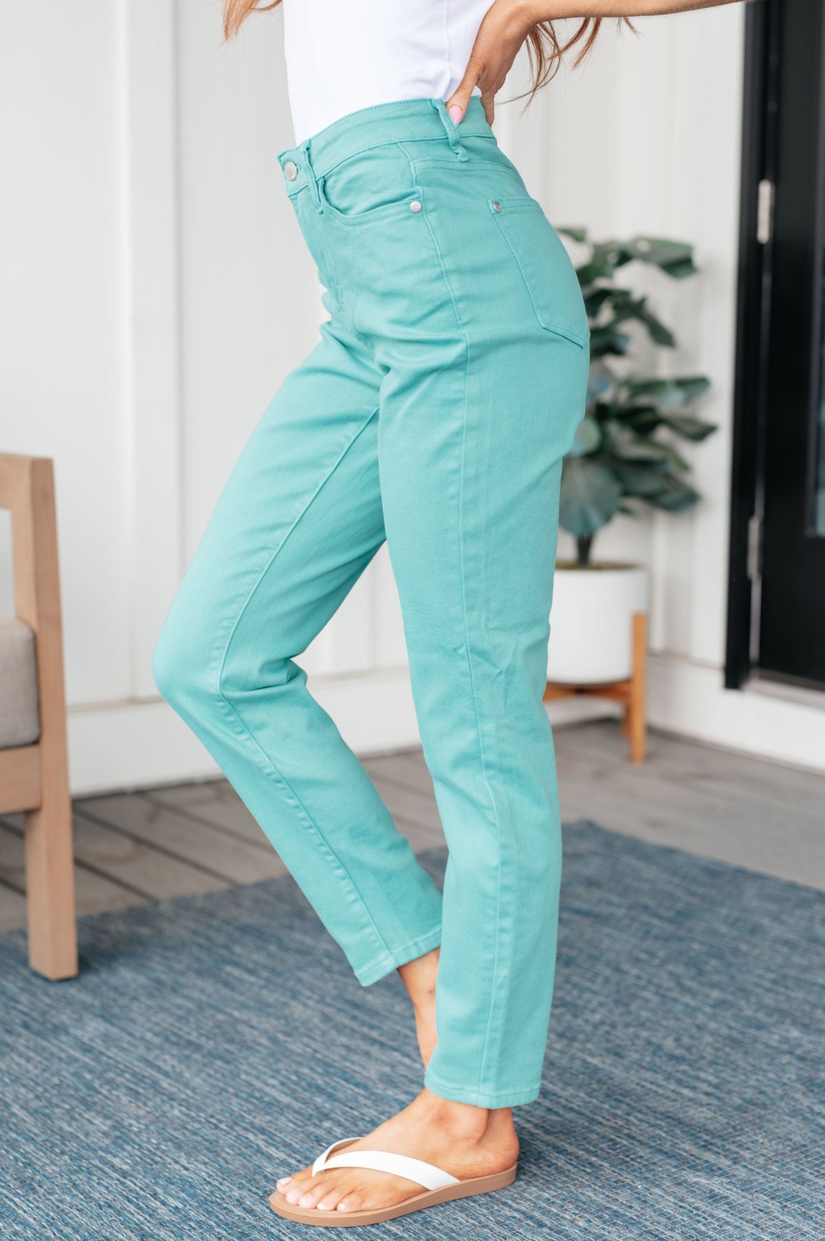 Judy Blue High-Rise Slim Jeans in Aquamarine-Womens-Villari Chic, women's online fashion boutique in Severna, Maryland