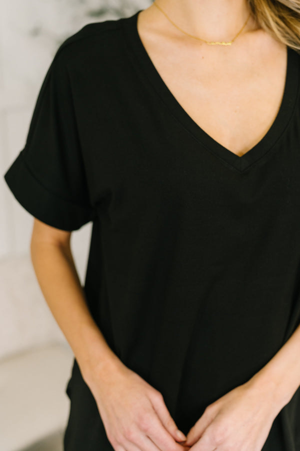 Buttery Soft V-Neck Bike Short Set in Black-Womens-Villari Chic, women's online fashion boutique in Severna, Maryland
