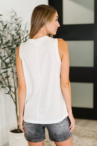 Buttoned Up Buttercup Sleeveless Top in Ivory-Womens-Villari Chic, women's online fashion boutique in Severna, Maryland