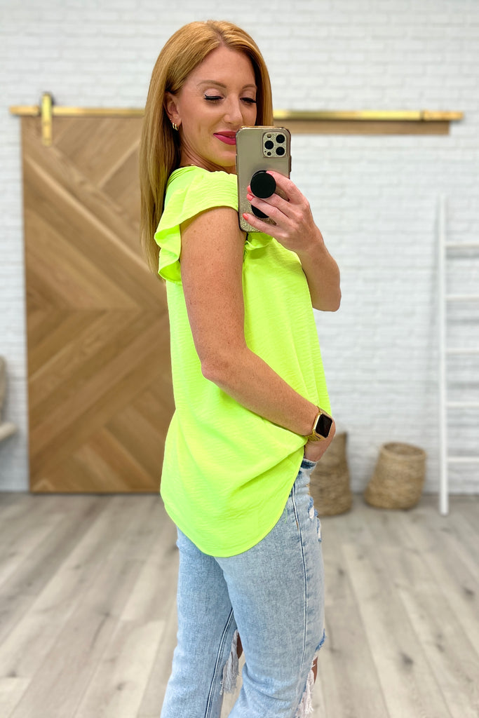 Under Neon Lights Ruffle Sleeve Top-Womens-Villari Chic, women's online fashion boutique in Severna, Maryland