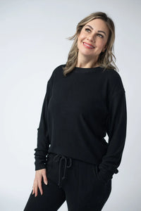 Corrine Ribbed Pullover Top - Black-Pullover-Villari Chic, women's online fashion boutique in Severna, Maryland