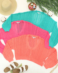 Callie Cropped Cardigan - Pink-Cardigan-Villari Chic, women's online fashion boutique in Severna, Maryland