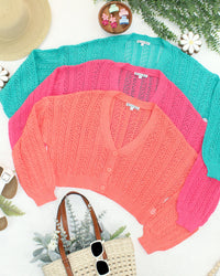 Callie Cropped Cardigan - Pink-Cardigan-Villari Chic, women's online fashion boutique in Severna, Maryland