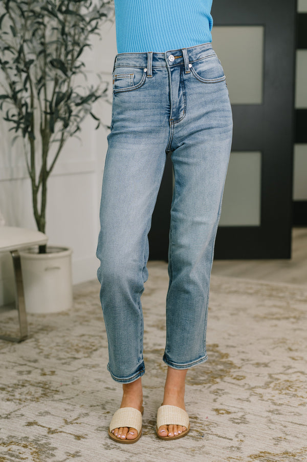 Judy Blue High Waist Ankle Straight Jean in Break Through Blue-Womens-Villari Chic, women's online fashion boutique in Severna, Maryland
