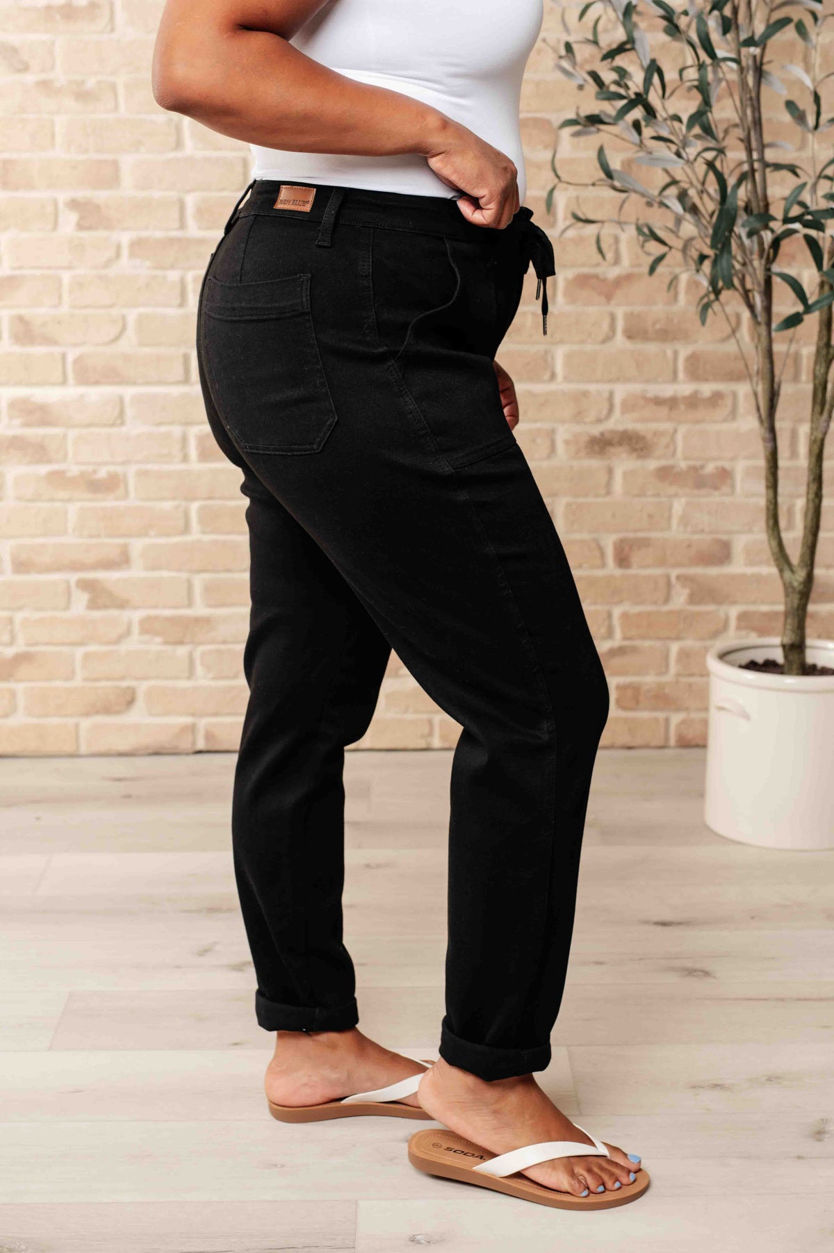 Judy Blue Double-Cuff Joggers in Black-Athleisure-Villari Chic, women's online fashion boutique in Severna, Maryland