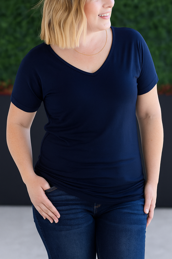 Chloe Cozy Tee - Navy-Tops-Villari Chic, women's online fashion boutique in Severna, Maryland