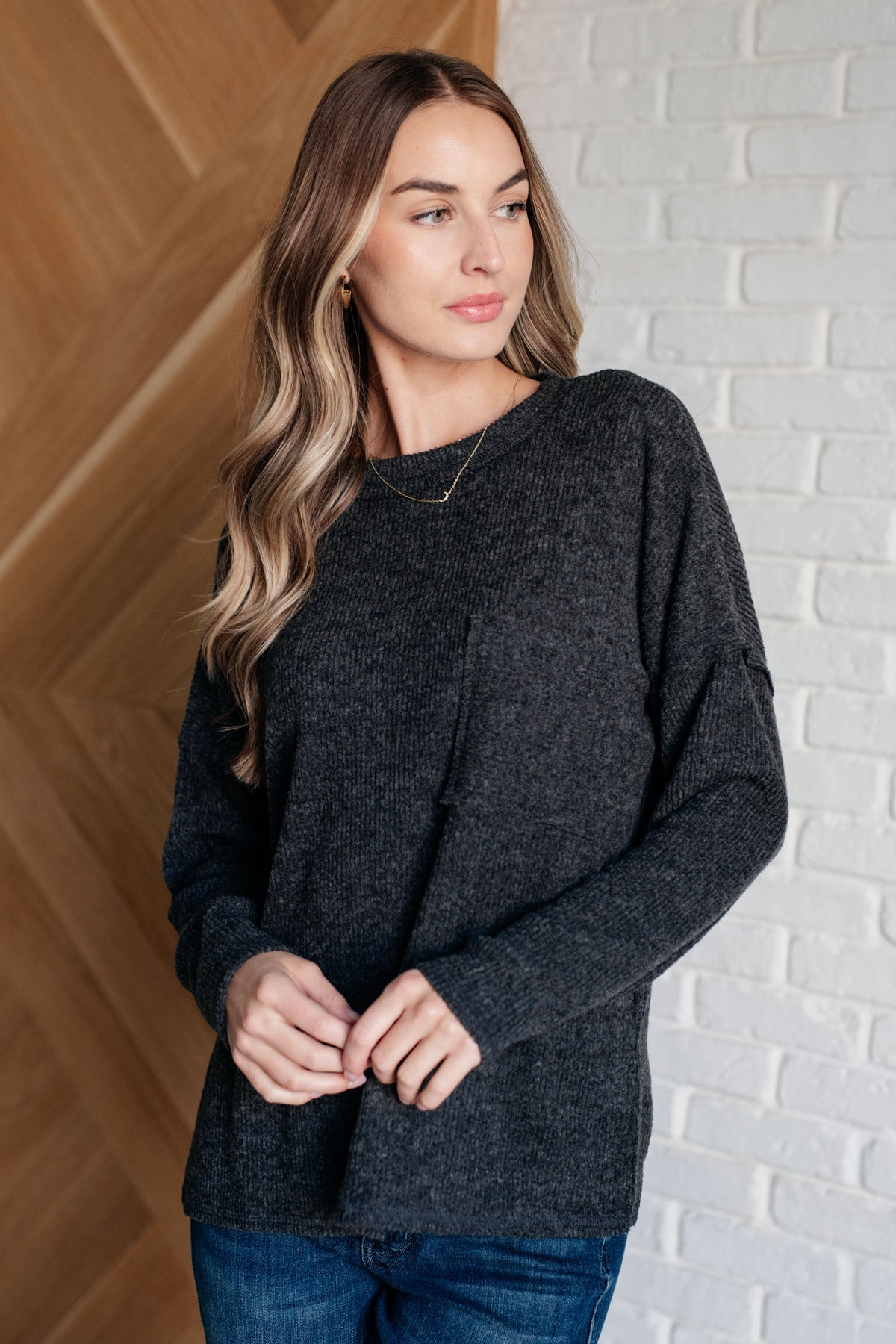 Casual Tuesday Ribbed Knit Sweater in Black-Tops-Villari Chic, women's online fashion boutique in Severna, Maryland