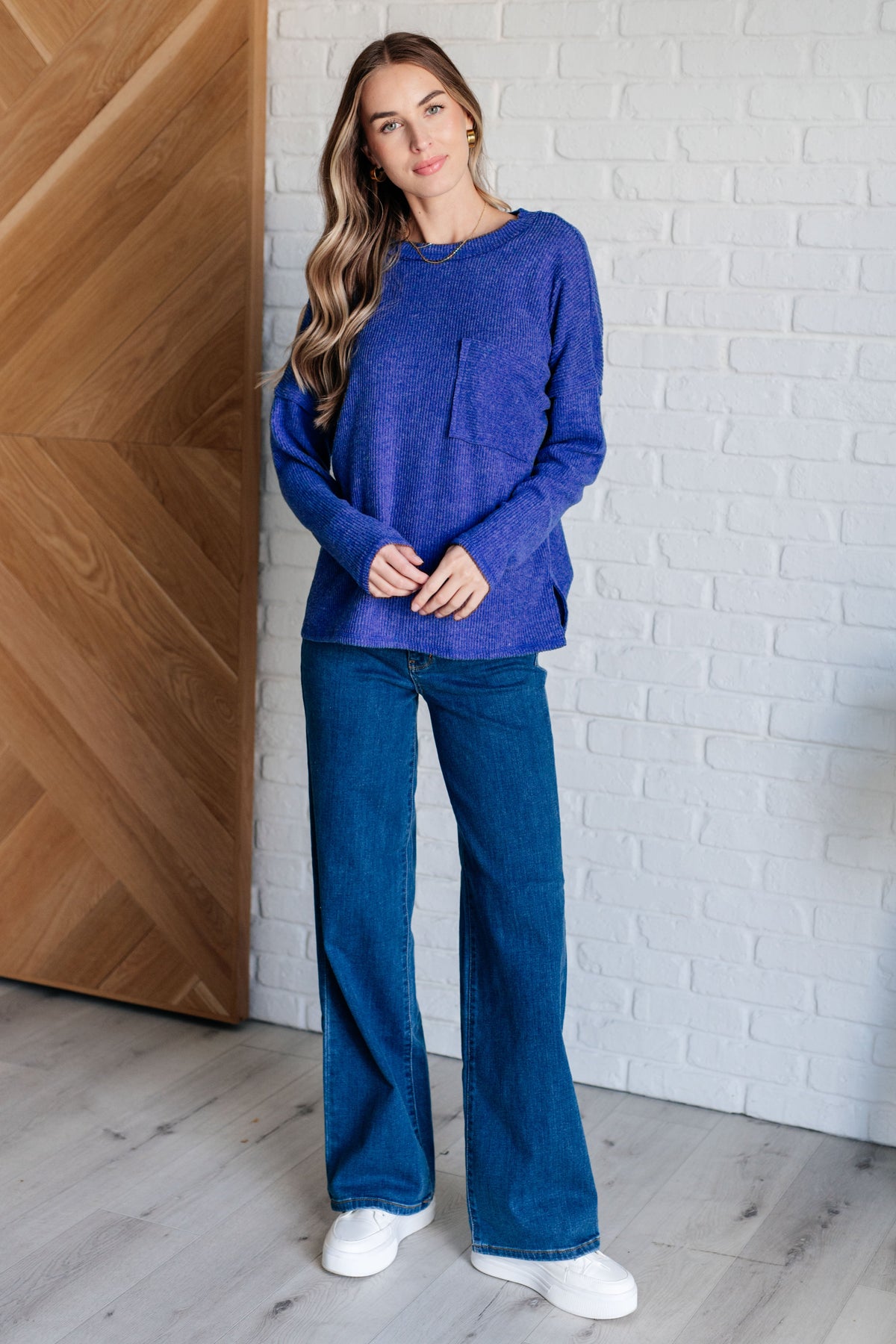 Casual Tuesday Ribbed Knit Sweater in Bright Blue-Tops-Villari Chic, women's online fashion boutique in Severna, Maryland