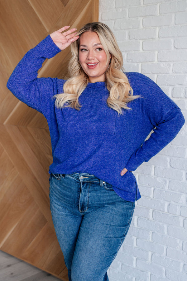 Casual Tuesday Ribbed Knit Sweater in Bright Blue-Tops-Villari Chic, women's online fashion boutique in Severna, Maryland