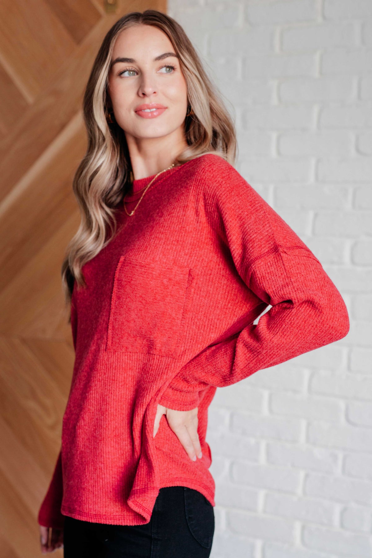 Casual Tuesday Ribbed Knit Sweater in Dark Red-Tops-Villari Chic, women's online fashion boutique in Severna, Maryland