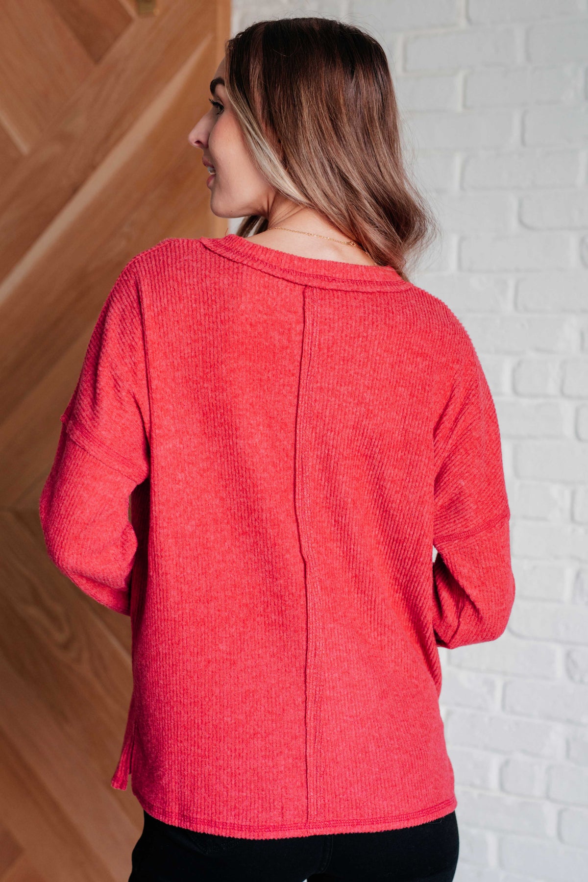 Casual Tuesday Ribbed Knit Sweater in Dark Red-Tops-Villari Chic, women's online fashion boutique in Severna, Maryland