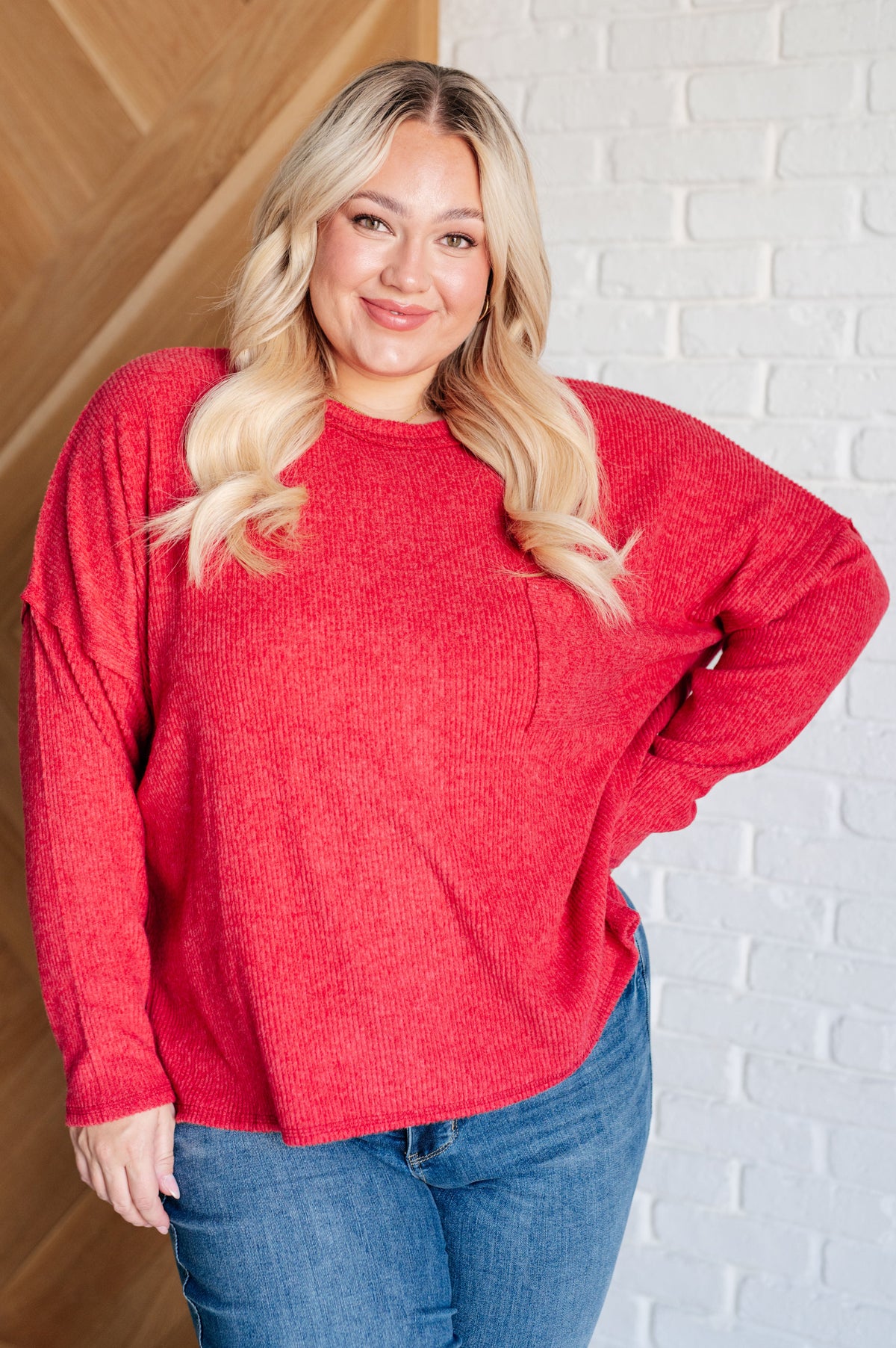 Casual Tuesday Ribbed Knit Sweater in Dark Red-Tops-Villari Chic, women's online fashion boutique in Severna, Maryland