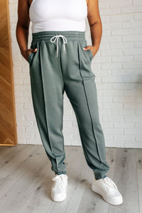 Center Seam Scuba Joggers in Ash Jade-Bottoms-Villari Chic, women's online fashion boutique in Severna, Maryland