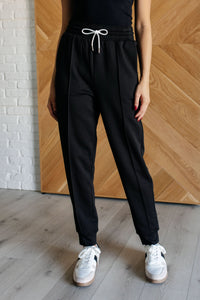 Center Seam Scuba Joggers in Black-Bottoms-Villari Chic, women's online fashion boutique in Severna, Maryland