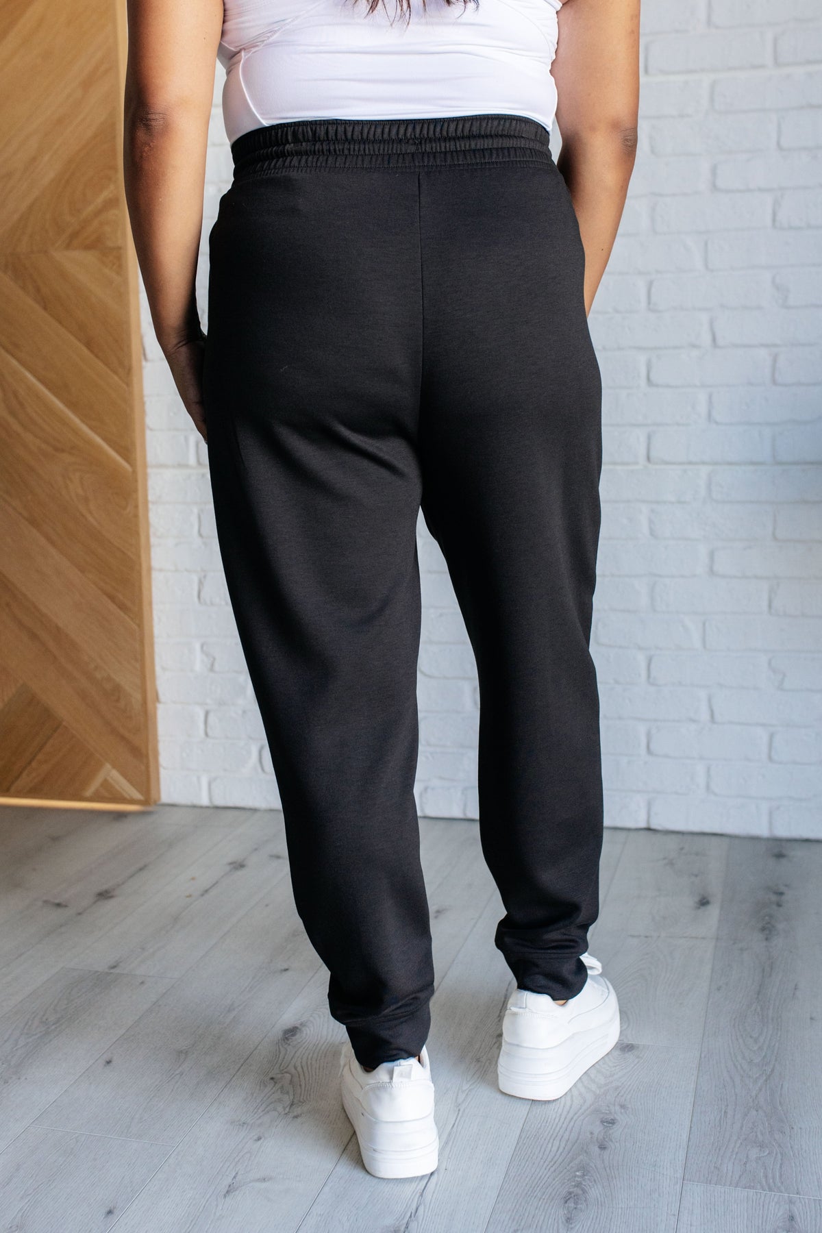 Center Seam Scuba Joggers in Black-Bottoms-Villari Chic, women's online fashion boutique in Severna, Maryland