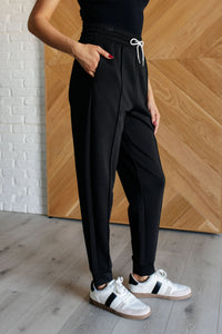 Center Seam Scuba Joggers in Black-Bottoms-Villari Chic, women's online fashion boutique in Severna, Maryland