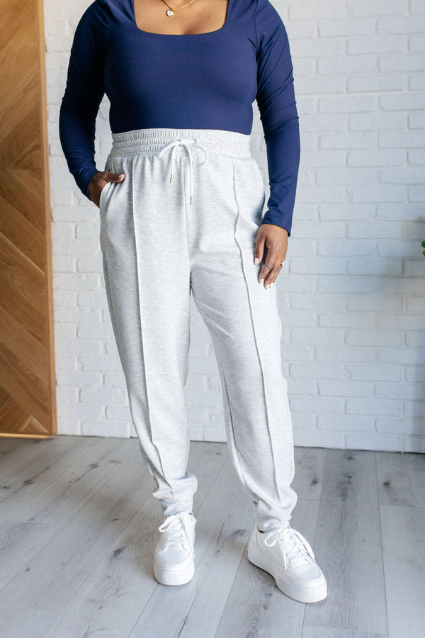 Center Seam Scuba Joggers in Heather Grey-Bottoms-Villari Chic, women's online fashion boutique in Severna, Maryland