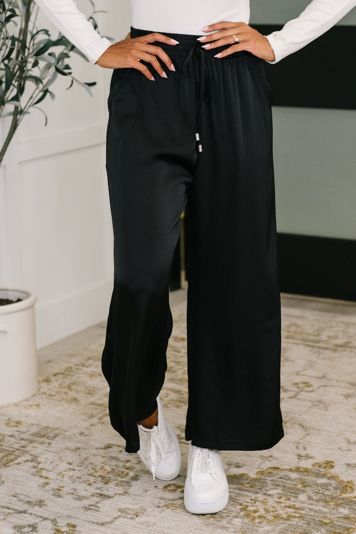 City Ease Wide Leg Bottoms in Black-Womens-Villari Chic, women's online fashion boutique in Severna, Maryland