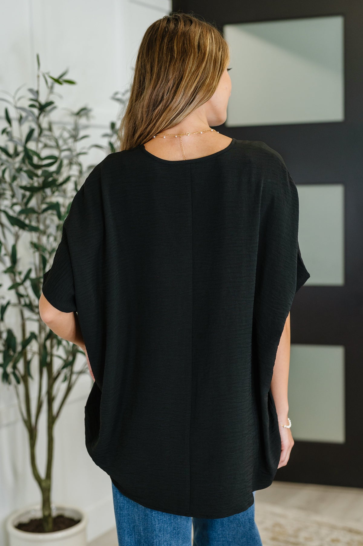 Coastal Ease V-Neck Top in Black-Womens-Villari Chic, women's online fashion boutique in Severna, Maryland