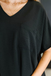 Coastal Ease V-Neck Top in Black-Womens-Villari Chic, women's online fashion boutique in Severna, Maryland