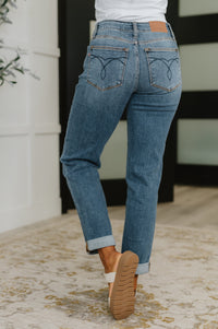 Judy Blue Mid Rise Boyfriend Classic Cuffed-Womens-Villari Chic, women's online fashion boutique in Severna, Maryland