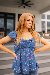 Connect the Dots Peplum Blouse-Tops-Villari Chic, women's online fashion boutique in Severna, Maryland