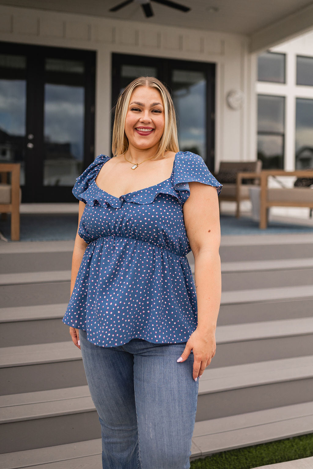 Connect the Dots Peplum Blouse-Tops-Villari Chic, women's online fashion boutique in Severna, Maryland