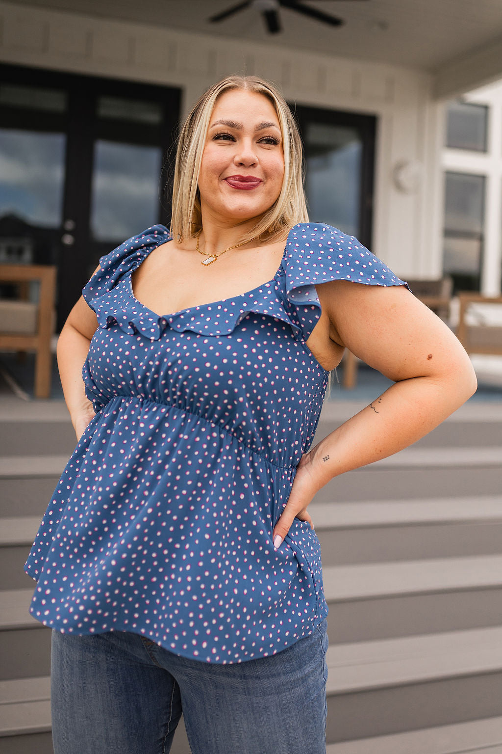 Connect the Dots Peplum Blouse-Tops-Villari Chic, women's online fashion boutique in Severna, Maryland