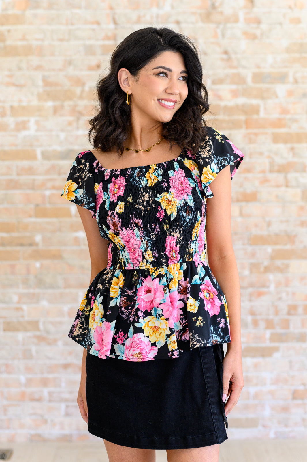 Constantly Cute Floral Top in Black Multi-Tops-Villari Chic, women's online fashion boutique in Severna, Maryland