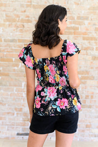 Constantly Cute Floral Top in Black Multi-Tops-Villari Chic, women's online fashion boutique in Severna, Maryland