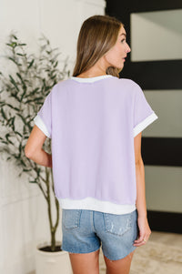 Contrast Club Color Block Top in Lilac, Orange and Denim-Womens-Villari Chic, women's online fashion boutique in Severna, Maryland