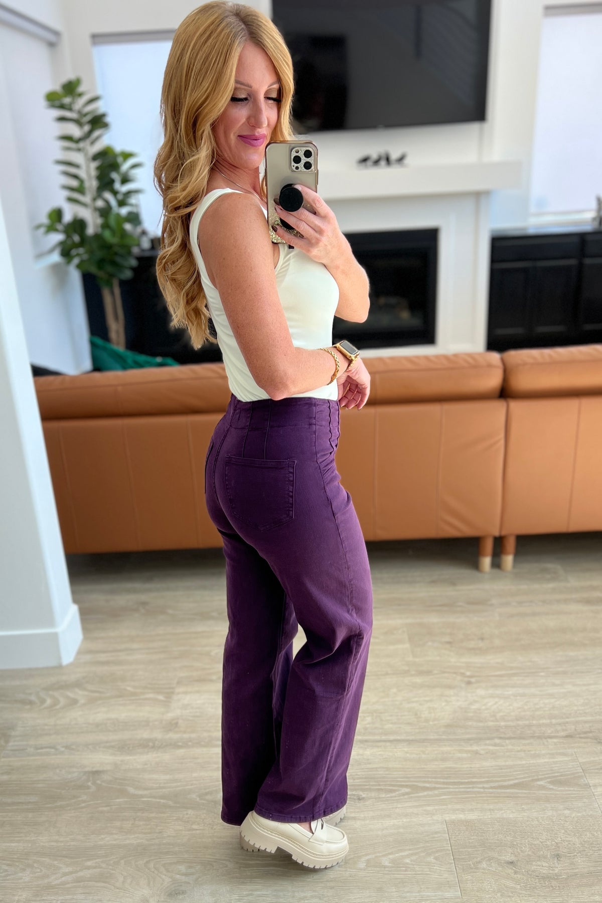 Petunia High-Rise Wide Leg Jeans in Plum by Micah Denim-Womens-Villari Chic, women's online fashion boutique in Severna, Maryland