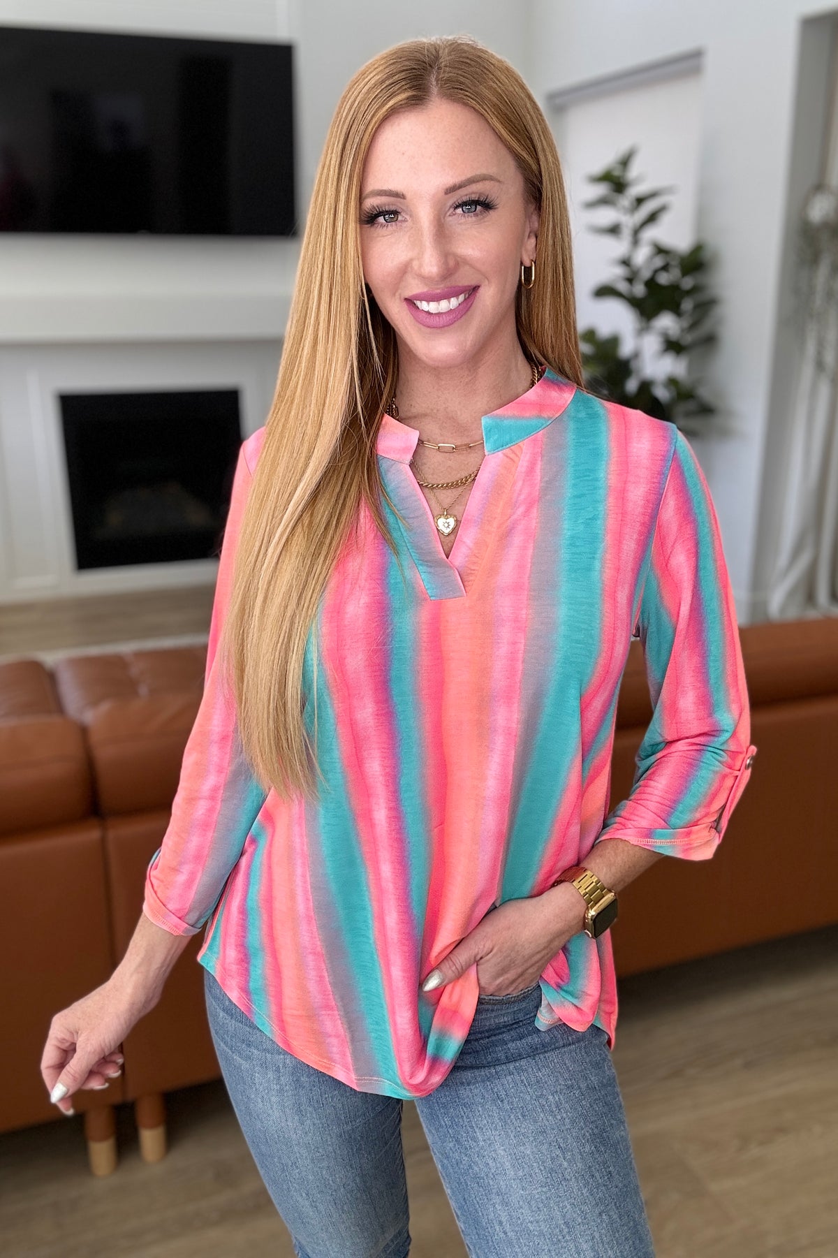 Lizzy Top in Sherbet Stripe-Tops-Villari Chic, women's online fashion boutique in Severna, Maryland