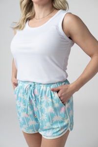 Nova Summer Shorts - Aqua Palm-shorts-Villari Chic, women's online fashion boutique in Severna, Maryland