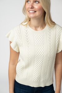 Felicity Flutter Sweater Top - Ivory-Tops-Villari Chic, women's online fashion boutique in Severna, Maryland