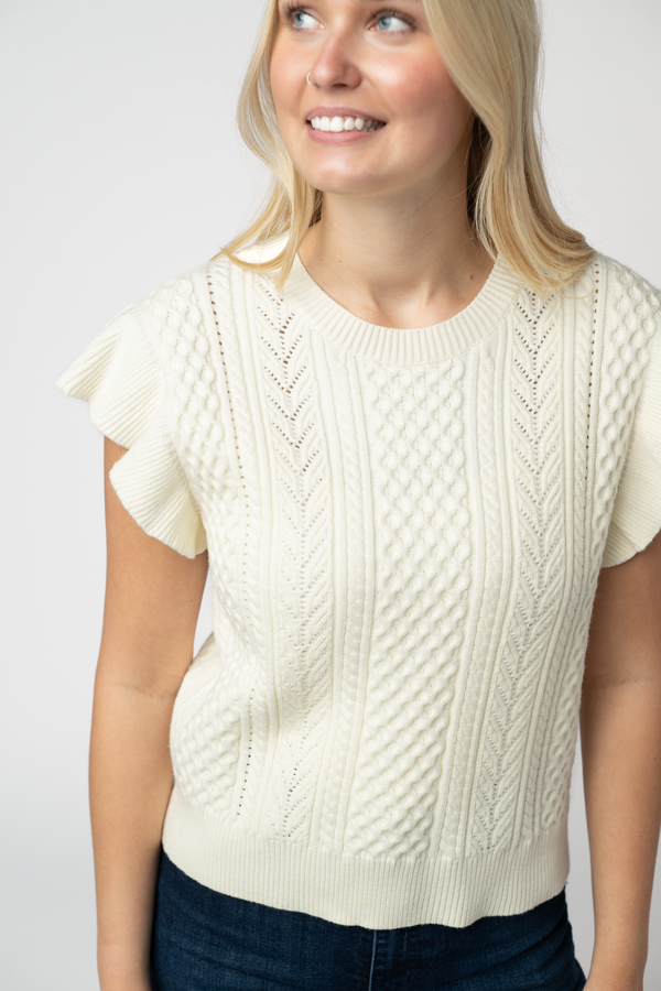 Felicity Flutter Sweater Top - Ivory-Tops-Villari Chic, women's online fashion boutique in Severna, Maryland