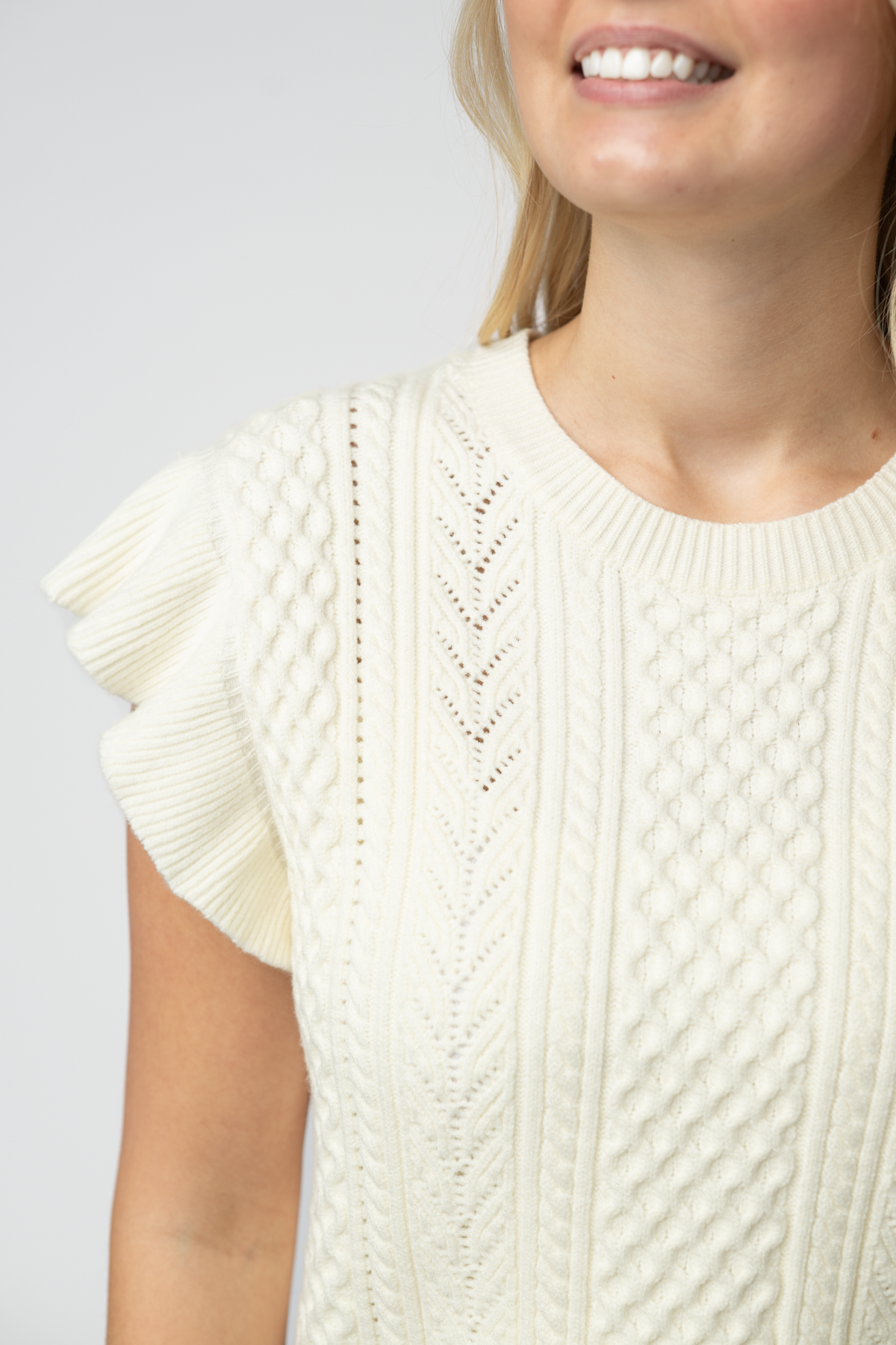 Felicity Flutter Sweater Top - Ivory-Tops-Villari Chic, women's online fashion boutique in Severna, Maryland