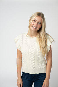 Felicity Flutter Sweater Top - Ivory-Tops-Villari Chic, women's online fashion boutique in Severna, Maryland