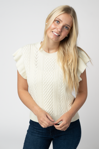 Felicity Flutter Sweater Top - Ivory-Tops-Villari Chic, women's online fashion boutique in Severna, Maryland