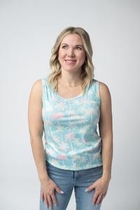 Ava Tank - Aqua Palm-tank-Villari Chic, women's online fashion boutique in Severna, Maryland
